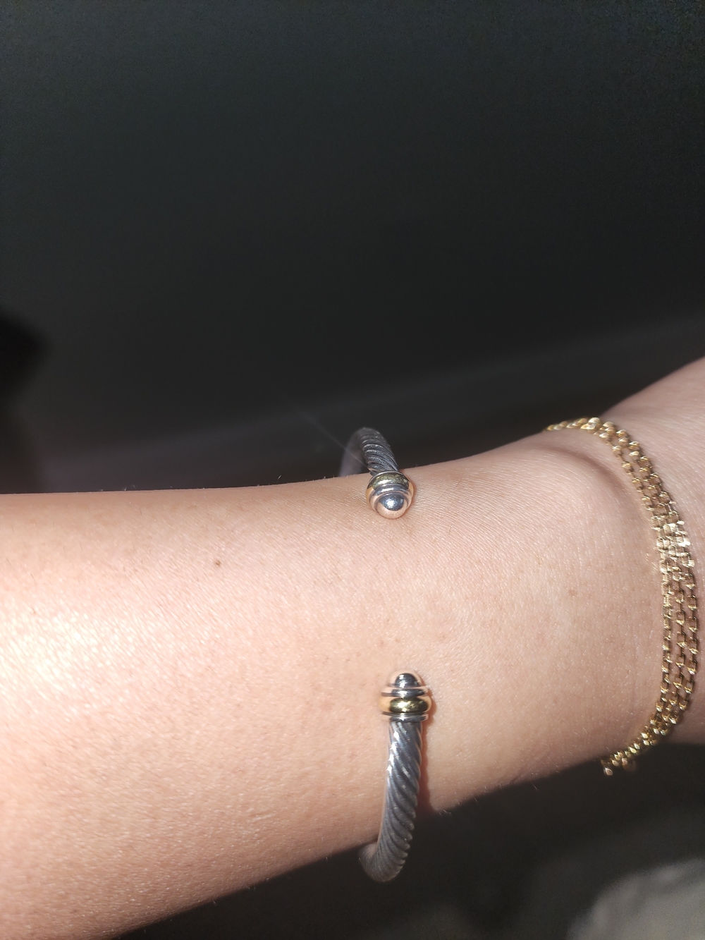 David Yurman Classic Cable Cuff Bracelet in Silver and Gold - Picture 1 of 5
